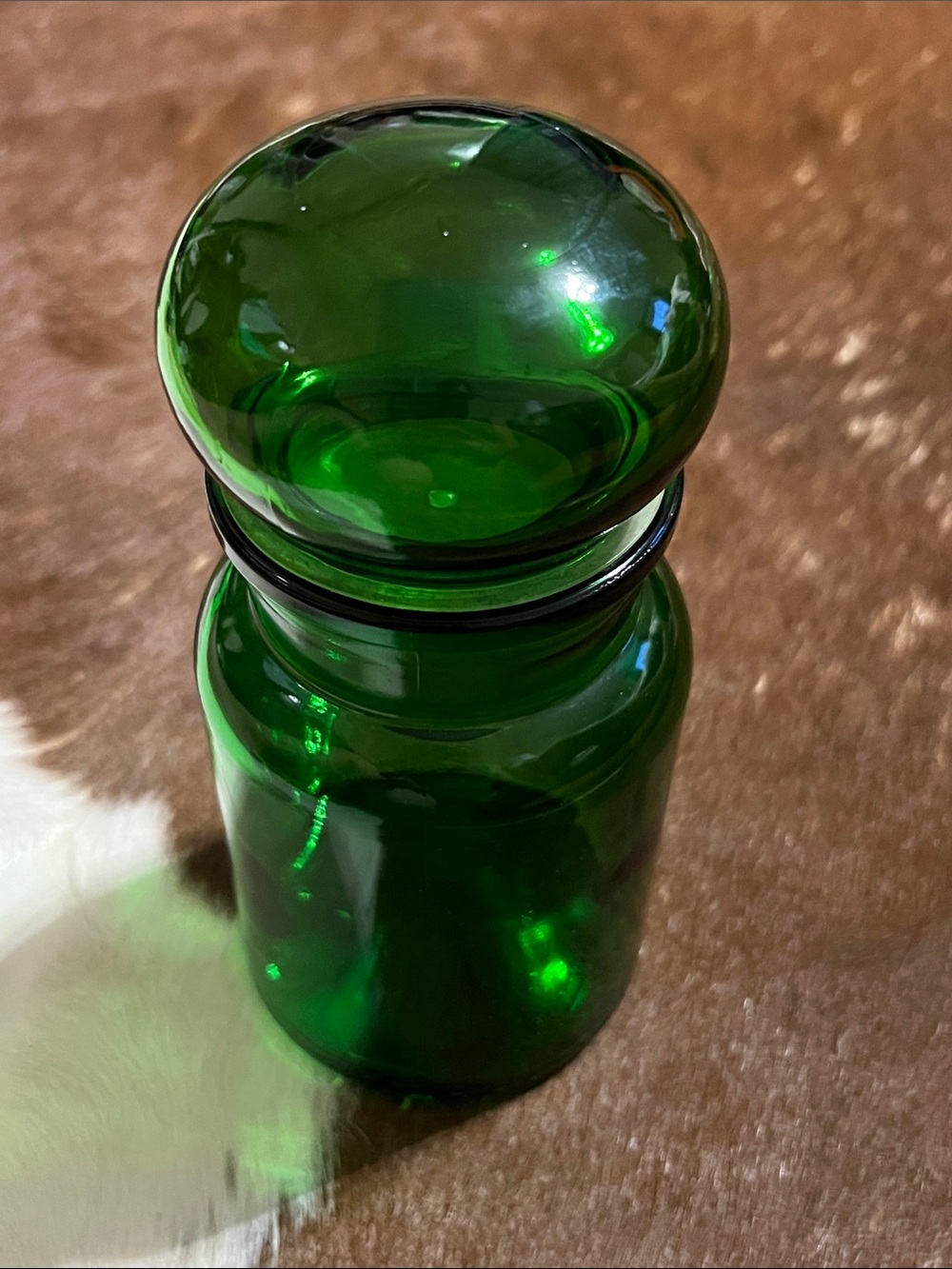 Green Glass Apothecary Jar with Lid - Made in Belgium